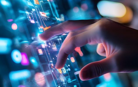 hand-interacting-with-futuristic-digital-interface hand-interacting-with-futuristic-digital-interface